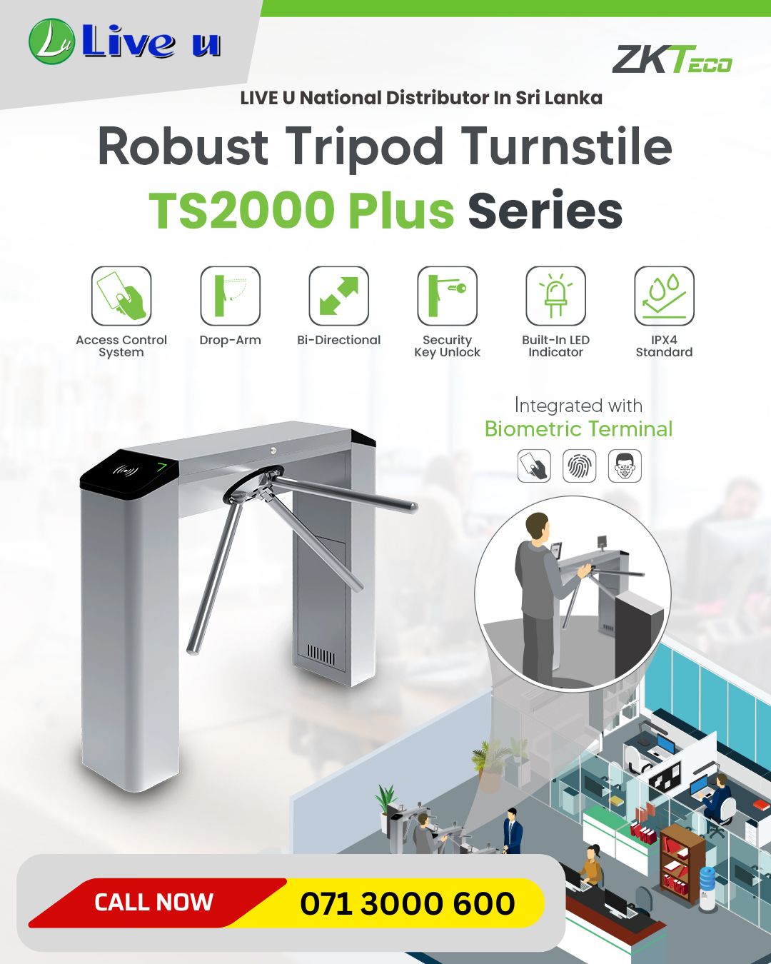 Control Access with Confidence – ZKTeco Tripod Turnstile!